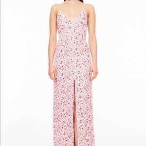 AFRM pink thin strap slit dress